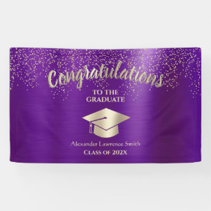 Purple Gold Glitter Class of 2022 Graduation Banner