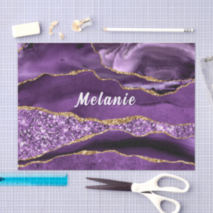 Purple Gold Glitter Custom Name Tissue Paper