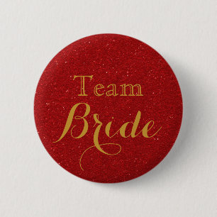 Purple Gold Glitter Faux Foil Wedding Team Bride 6 Cm Round Badge