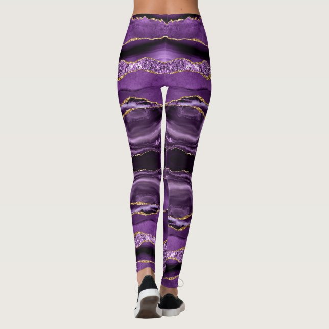 Purple Gold Glitter Leggings (Back)