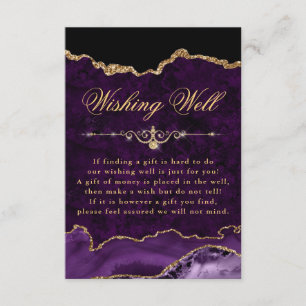 Purple & Gold Glitter Marble Agate Wishing Well Enclosure Card