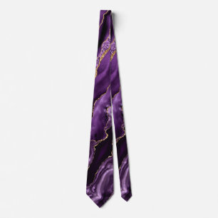 Purple Gold Glitter Marble Sparkly Neck Tie