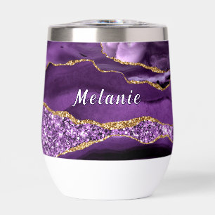 Purple Gold Glitter Marble Your Name Personalised