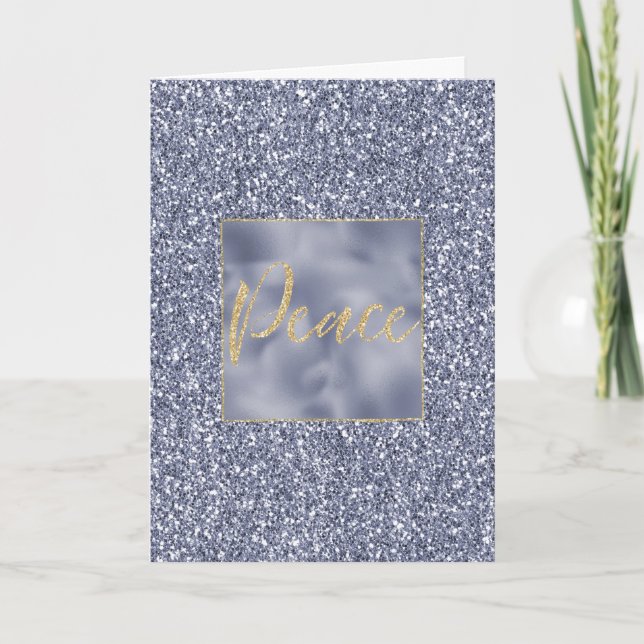 Purple Gold Glitter Peace     Card (Front)