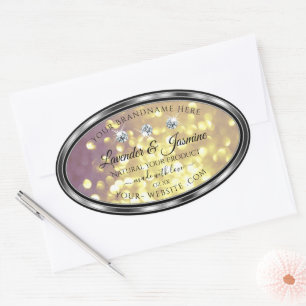 Purple Gold Glitter Product Labels Diamonds Silver