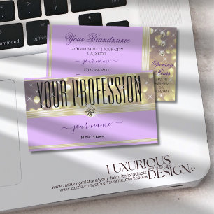 Purple Gold Glitter Sparkle Stars Lavender Colours Business Card