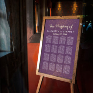 Purple Gold Glitter Sparkle Wedding Seating Chart