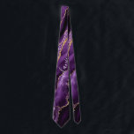 Purple Gold Glitter Sparkly Custom Name Neck Tie<br><div class="desc">Neck Ties with Agate Purple Violet Gold Glitter Geode Custom Name Sparkle Marble Personalised Birthday - Anniversary or Wedding Gift / Suppliest - Add Your Name - Text or Remove - Make Your Special Gift - Resize and move or remove and add text / elements with customisation tool. Design by...</div>