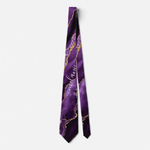 Purple Gold Glitter Sparkly Custom Name Neck Tie