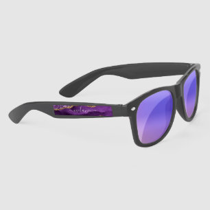 Purple Gold Glitter Sunglasses with Custom Name