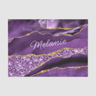 Purple Gold Glitter Tissue Paper with Custom Name
