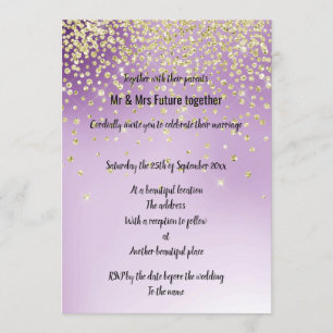 Purple Gold Glitter Wedding Invitations