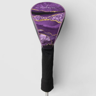 Purple Gold Glitter Your Name Golf Head Cover Gift