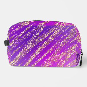 Purple Gold Glittery Stripes Dopp Kit