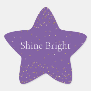 Purple Gold Glitzy Confetti Sparkle Star Sticker
