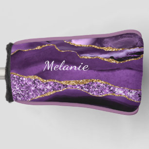 Purple Gold Golf Head Cover with Custom Name