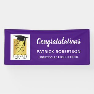 Purple & Gold GRAD   Editable Colour   Graduation Banner