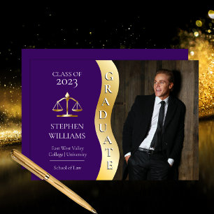 Purple   Gold Graduate Wave Law Justice Grad Announcement