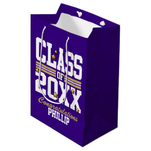 Purple Gold Graduating Class Year Medium Gift Bag
