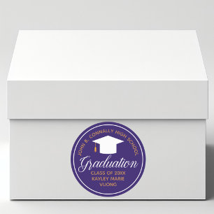 Purple Gold Graduation 2025 Custom Party Classic Round Sticker