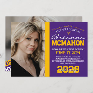 Purple & Gold Graduation 2 Photo Announcement