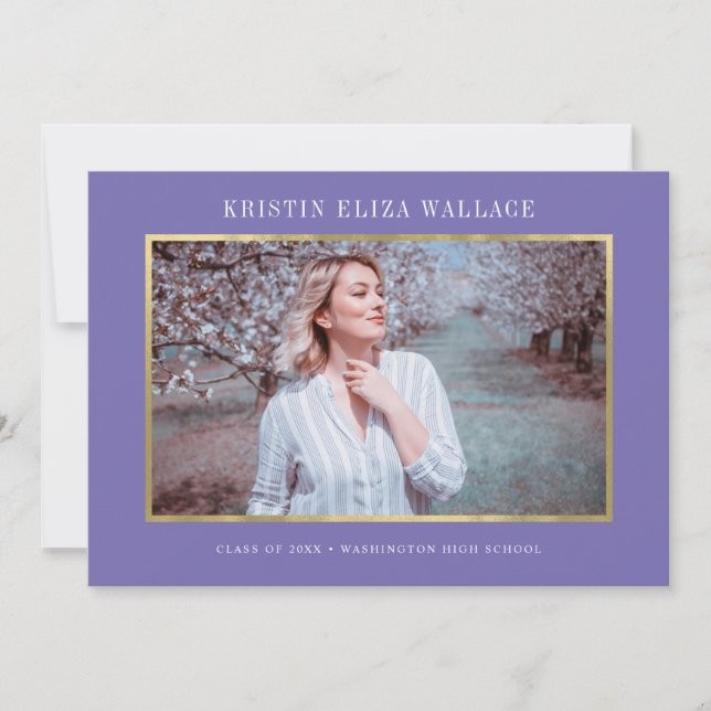 Purple & Gold Graduation Announcements (Front)