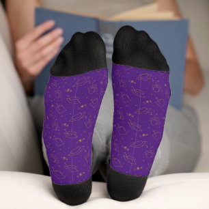Purple & Gold Graduation Cap Toss Socks