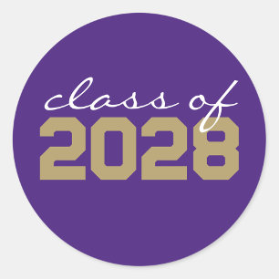 Purple & Gold Graduation Classic Round Stickers