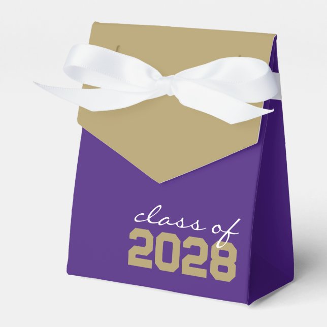 Purple & Gold Graduation Favour Boxes (Front Side)