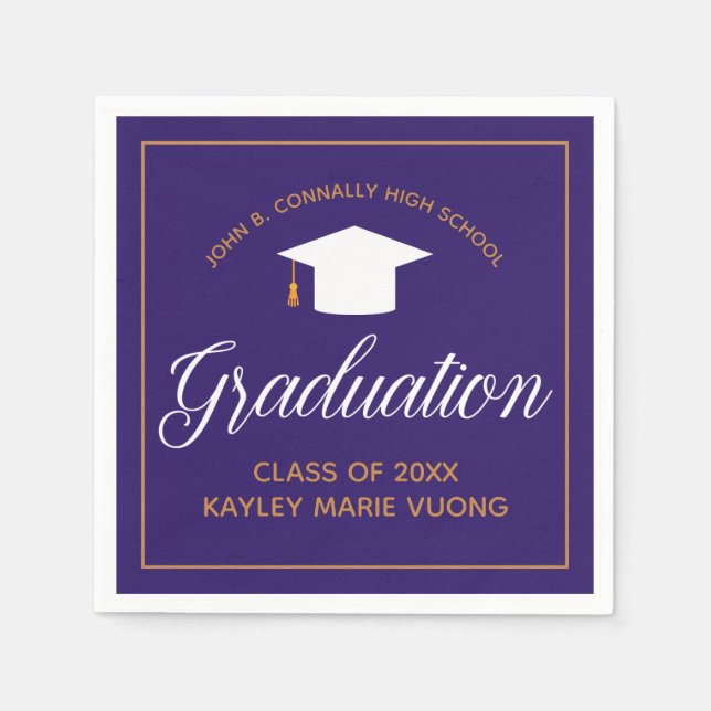 Purple Gold Graduation Party Custom 2024 Graduate Napkin (Front)