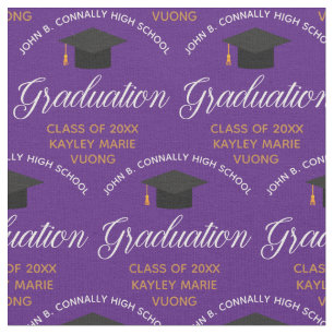 Purple Gold Graduation Personalised Graduate Fabric