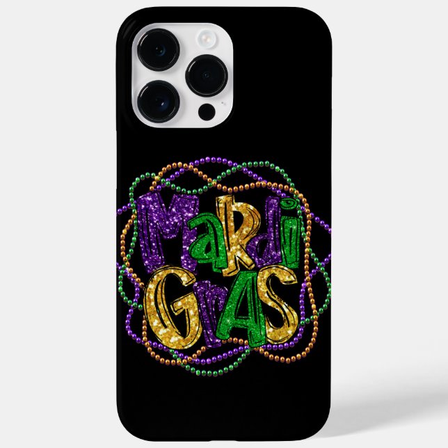 PURPLE GOLD GREEN MARDI GRAS BEADS Case-Mate iPhone CASE (Back)