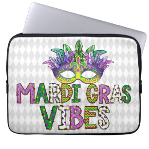 PURPLE GOLD GREEN MARDI GRAS VIBES LAPTOP SLEEVE
