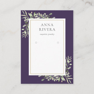 Purple Gold Greenery Earring Display Card