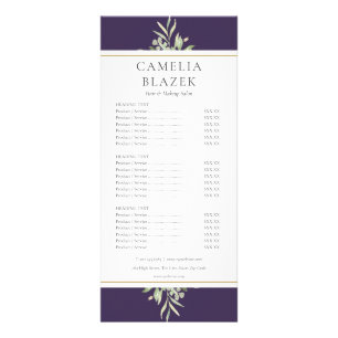 Purple Gold Greenery Salon Service Menu