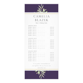 Purple Gold Greenery Salon Service Menu