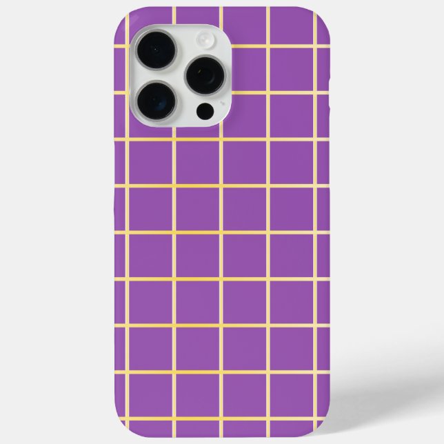 Purple & Gold Grid Phone Case | Elegant Cover (Back)
