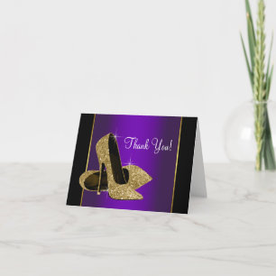 Purple Gold High Heel Shoes Thank You Card