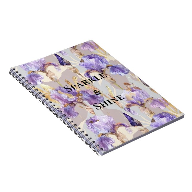 Purple Gold Iris Flowers Notebook (Right Side)