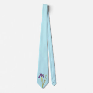 Purple & Gold Iris Watercolor Wedding Tie
