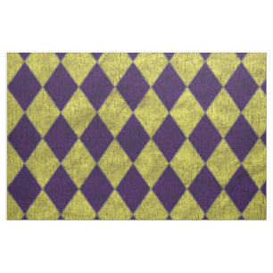 Purple & Gold Jester Harlequin Fabric