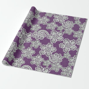 PURPLE GOLD LACE PATTERN WRAPPING PAPER GIFT WRAP