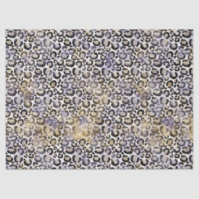 Purple Gold Leopard Print Tissue Paper (Front)