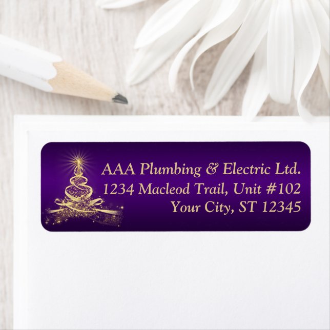 Purple, Gold Lighted Tree Corporate Address (Insitu)