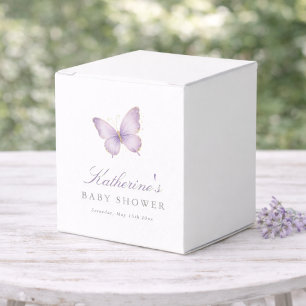 Purple Gold Little Butterfly Boy Girl Baby Shower Favour Box