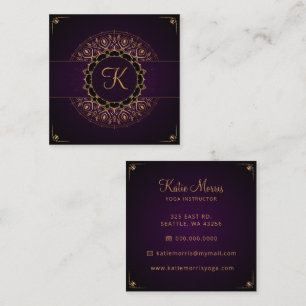 Purple Gold Mandala Elegant Yoga Instructor Square Business Card