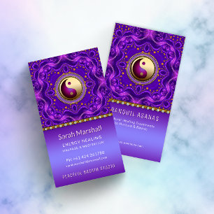 Purple Gold Mandala Tranquil Balance Holistic Business Card