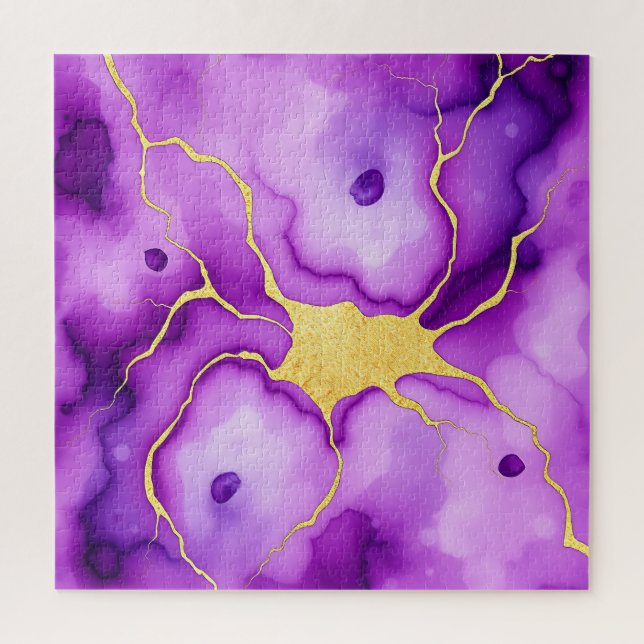 Purple Gold Marble Abstract Pattern Jigsaw Puzzle (Vertical)