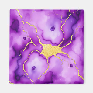 Purple Gold Marble Abstract Pattern Magnet