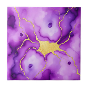 Purple Gold Marble Abstract Pattern Tile